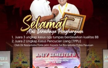 Satresnarkoba Polres Pasuruan Raih Dua Penghargaan Polda Jatim dalam Operasi Tumpas Semeru 2025