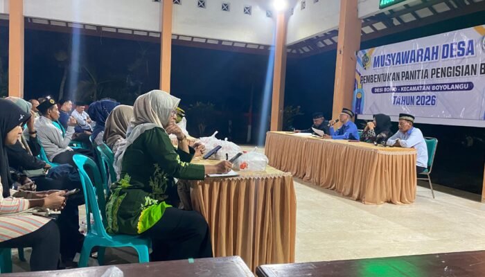 MUSYAWARAH PEMBENTUKAN PANITIA PENGISIAN BPD TAHUN 2026 DI DESA BONO KECAMATAN BOYOLANGU.