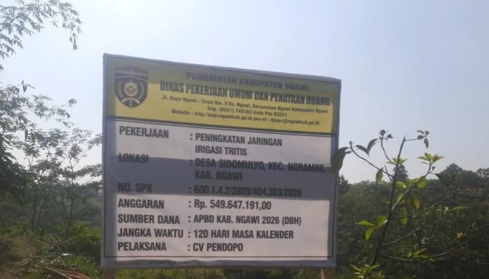 Perkuat Ketahanan Pangan, DPUPR Ngawi Tingkatkan Jaringan Irigasi Tritis di Ngrambe