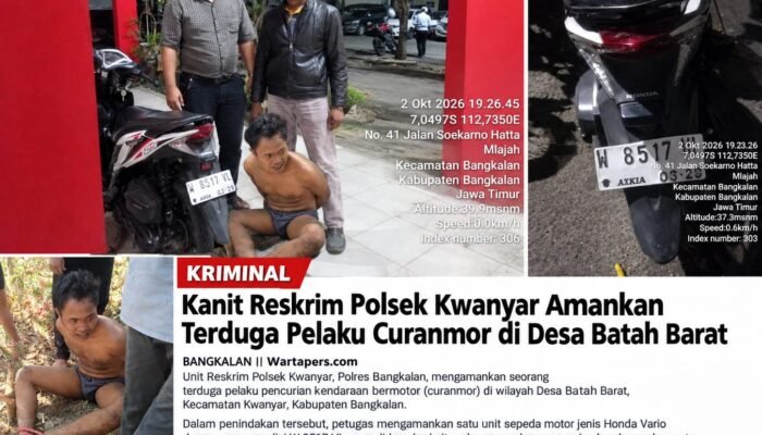 Kanit Reskrim Polsek Kwanyar Amankan Terduga Pelaku Curanmor di Desa Batah Bara